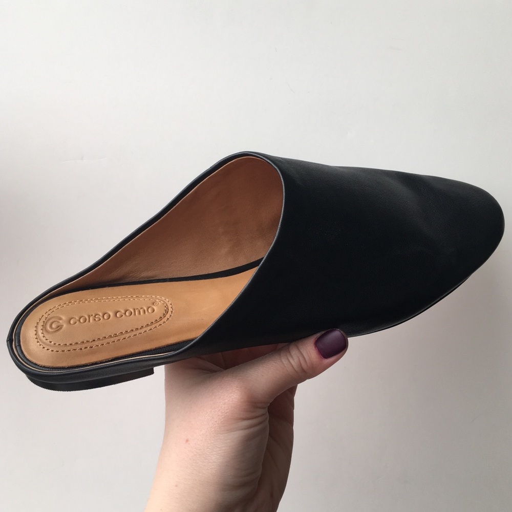 Corso Como Black Brianna Leather Mules Size 10